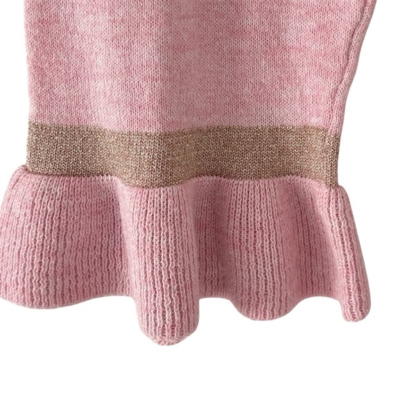 Lilly Pulitzer Charla Coquette Sweater Pink and Gold Size S Ruffle Cuff - Picture 4 of 7